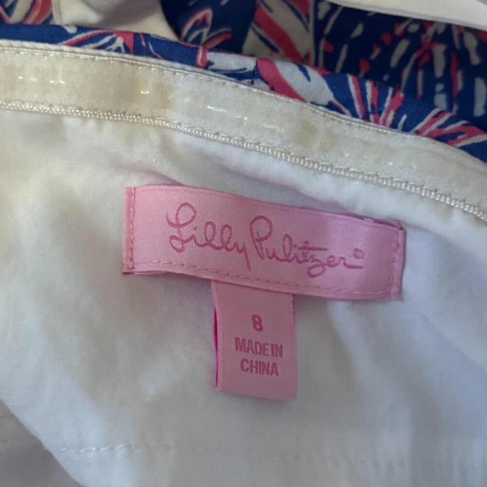 Lilly Pulitzer Franco Starry Blue Cherry Bomb Firecracker Dress Size 8 - Picture 3 of 4